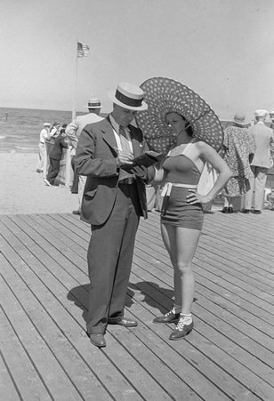 Woman in bathing suit on Beach Midway at Century of Progress - Cook, O. L.