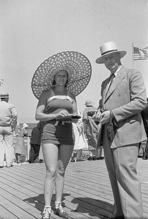 Woman in bathing suit on Beach Midway at Century of Progress - Cook, O. L.