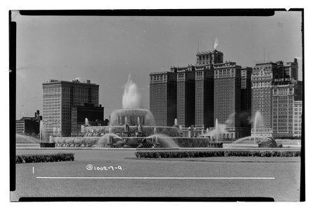 Stevens & Blackstone Hotels from Buckingham Fountain, Chicago, Illinois - Childs, Charles R., 1875-1960