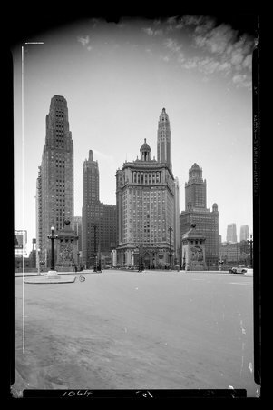 Michigan Avenue, Skyline from Link Bridge, Chicago, Illinois - Childs, Charles R., 1875-1960