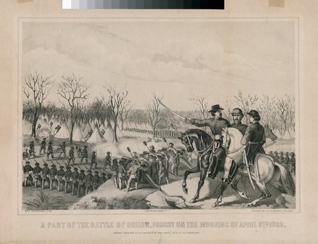 A Part of the Battle of Shiloh, based on a drawing by Wm. F. Mann, Company G, 13th Louisiana Volunteers - Max Rosenthal