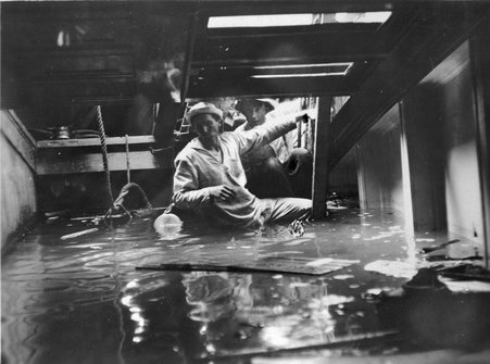 Interior of the overturned SS Eastland - Fujita, Jun, 1888-1963