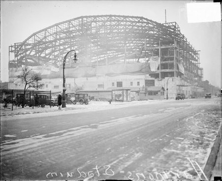 Steel frame of the Chicago Stadium, 1800 W. Madison Street, light exposure - Chicago Daily News, Inc.