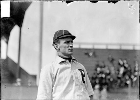 Baseball player, Shad Barry, Philadelphia Phillies, standing on field, West Side Grounds - Chicago Daily News, Inc.