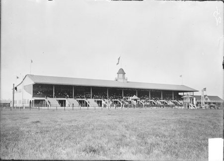 Horse racing, Worth Race Track grandstand, looking from inner field - Chicago Daily News, Inc.