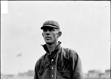 Baseball player, Ed Poole, Cincinnati Reds, standing at West Side Grounds - Chicago Daily News, Inc.