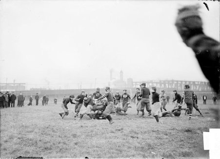 Football game, West Division-Hyde Park, tackle, Marshall Field - Chicago Daily News, Inc.
