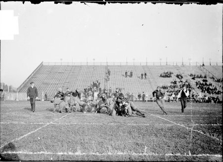 Football game, University of Chicago-Purdue University, tackling, Marshall Field - Chicago Daily News, Inc.