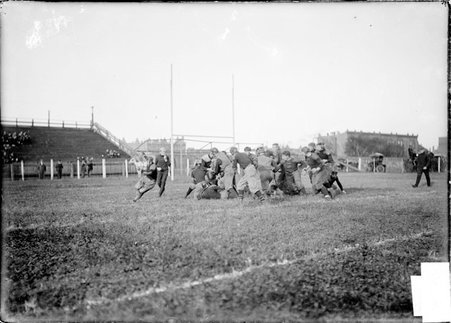 Football game, University of Chicago-Purdue University, tackle near end zone, Marshall Field - Chicago Daily News, Inc.