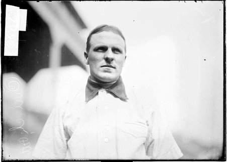 Baseball player, Fred Carisch, Pittsburgh Pirates, standing near the grandstand at South Side Park - Chicago Daily News, Inc.