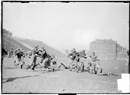 Football game, Hyde Park-Wendell Phillips, players blocking - Chicago Daily News, Inc.