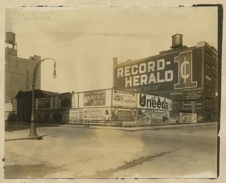 Billboard Advertising at 600 West Jefferson between Van Buren and Congress post 1900 - Unknown