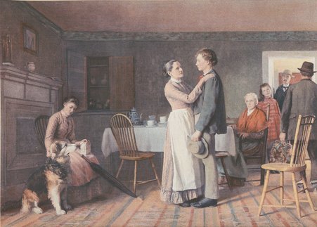 Reproduction of a painting titled Breaking Home Ties by Thomas Hovenden - Hovenden, Thomas