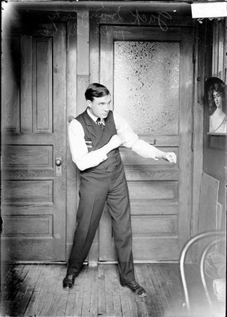 Pugilist, Jack Dougherty, standing in a boxing stance - Chicago Daily News, Inc.