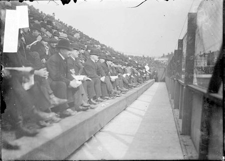 Baseball, crowd at South Side Park, spectators sitting in bleachers - Chicago Daily News, Inc.