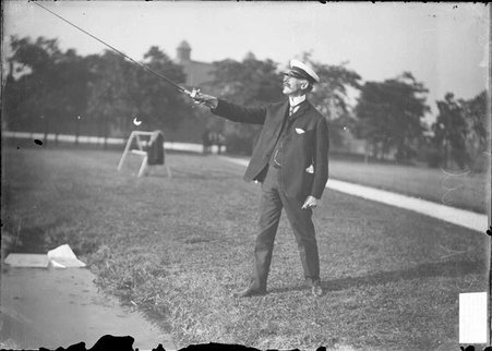 Fly casting, E. A. Snell, casting line - Chicago Daily News, Inc.