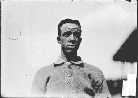 New York Highlanders baseball player Bill Hogg, standing on the field at South Side Park - Chicago Daily News, Inc.