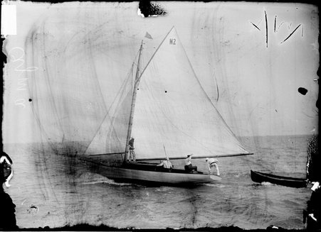 Yachting, the Ajma sailing on Lake Michigan - Chicago Daily News, Inc.