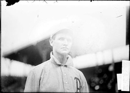 Baseball player, Weldon Henley Philadelphia Athletics, standing on the field at South Side Park - Chicago Daily News, Inc.