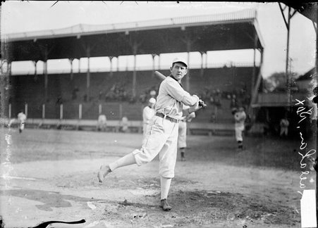 Baseball player, Nixey Callahan, Chicago White Sox, batting at home plate, South Side Park - Chicago Daily News, Inc.