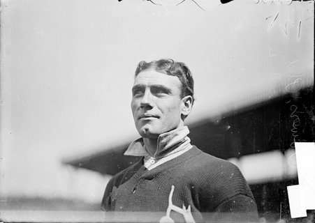 Baseball player, Doc Powers, Philadelphia Athletics, standing on the field at South Side Park - Chicago Daily News, Inc.