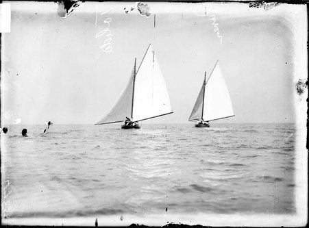 Yachts, Raven and Toledo, sailing on Lake Michigan - Chicago Daily News, Inc.