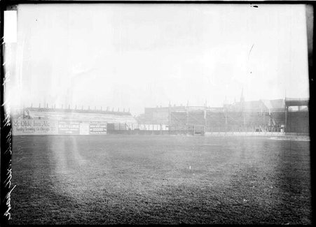 Bleachers at South Side Park, billboard advertisement for Ye Olde Inn Ale is visible in the background on the left side of the image - Chicago Daily News, Inc.