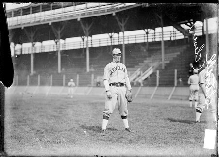 Cleveland Naps baseball player Stovall, standing on the field at South Side Park - Chicago Daily News, Inc.