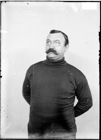 Athlete, Bohemian Institute, standing against backdrop - Chicago Daily News, Inc.
