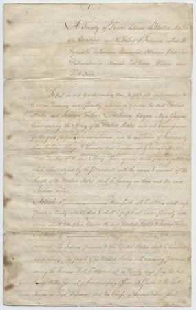 Treaty of Greenville, first page of early handwritten draft