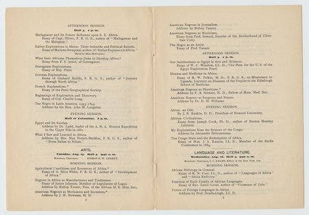 Official Programme of the Congress on Africa, World's Columbian Exposition - World's Congress Auxiliary of the World's Columbian Exposition