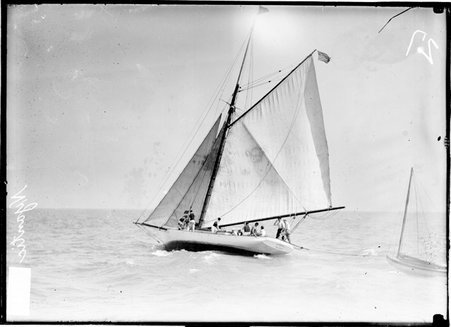 Yacht, the Nyantic, sailing on the water of Lake Michigan - Chicago Daily News, Inc.
