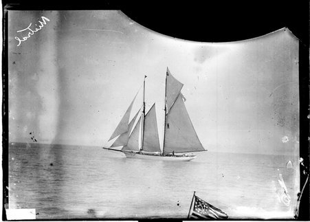 Yacht, the Mistral, sailing on Lake Michigan, profile view - Chicago Daily News, Inc.
