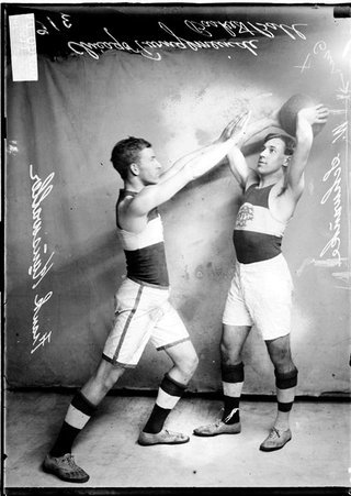 Basketball players, Frank Kunswaller and W. Schwanke, Chicago Turngemeinde - Chicago Daily News, Inc.