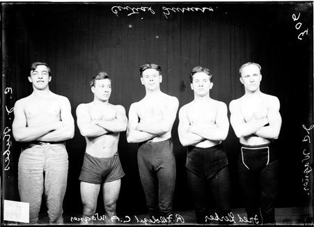 Wrestling team, Central Turners, five members - Chicago Daily News, Inc.