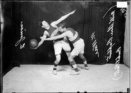 Basketball players, N. Ware and E. Jones, North Shore Baptist basketball team - Chicago Daily News, Inc.