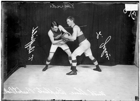 Basketball players, T. Duffield and L. Jehu, North Shore Baptist basketball team - Chicago Daily News, Inc.