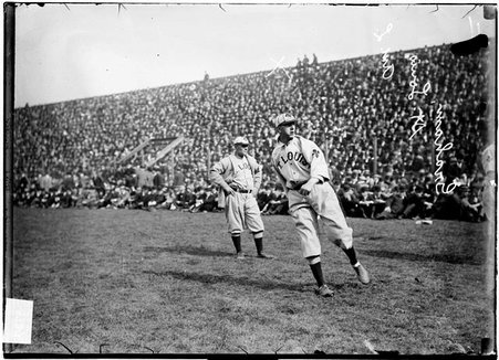Baseball player, Graham, Am. League, St. Louis Browns, throwing ball on field during game - Chicago Daily News, Inc.