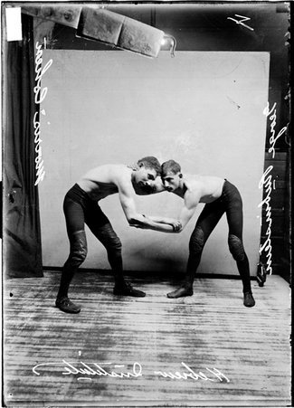 Wrestlers, Morris Cohen and George Rubenstein, Hebrew Institute - Chicago Daily News, Inc.