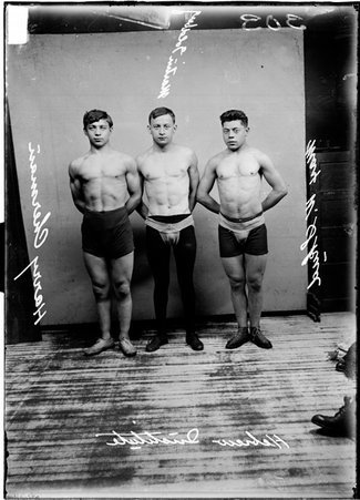 Wrestlers, Martin Goldberg, Max W. Skud and Harry Cherman, Hebrew Institute - Chicago Daily News, Inc.