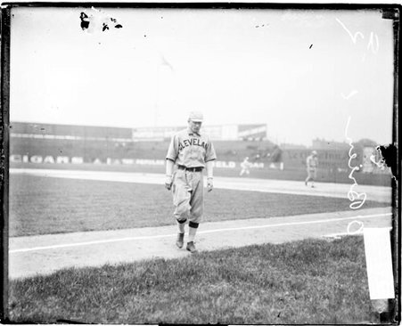Baseball player Pete O'Brien of the American League's Cleveland baseball team walking away from the first baseline on the field - Chicago Daily News, Inc.