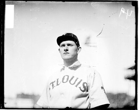Baseball player D. Criss, St. Louis, standing on the field at South Side Park - Chicago Daily News, Inc.
