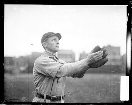Baseball player, J. Slage, Chicago Cubs, holding his hands in front of him on the field - Chicago Daily News, Inc.