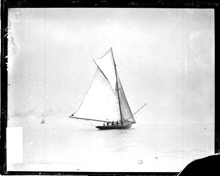 Yacht Vencedor sailing in a body of water - Chicago Daily News, Inc.