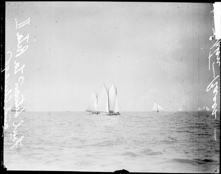 Yachts La Rita II, The Chicago, and an unidentified yacht sailing during the Lipton Cup Yacht Race - Chicago Daily News, Inc.