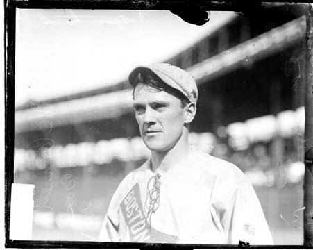 Baseball player McConnell, Boston, standing on the field at South Side Park - Chicago Daily News, Inc.