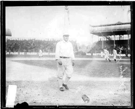Baseball player Ed Hahn, Chicago White Sox, standing near third base on the field - Chicago Daily News, Inc.