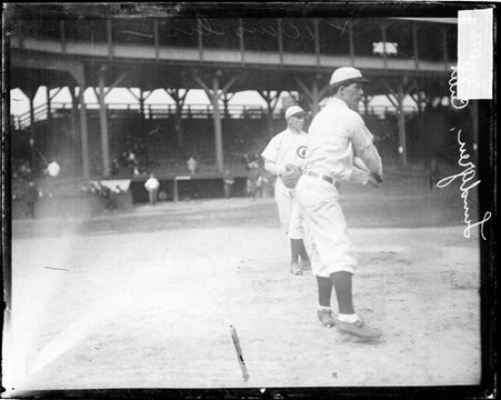 Baseball player Carl Lundgren, Chicago Cubs, following through after throwing a baseball - Chicago Daily News, Inc.
