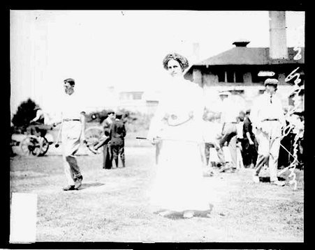 Golfer Mrs. Robert Crombie standing on the grounds of the South Shore Country Club - Chicago Daily News, Inc.