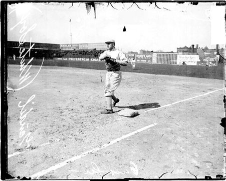 Baseball player Chick Gandil, Chicago White Sox, following through after throwing a baseball at South Side Park - Chicago Daily News, Inc.